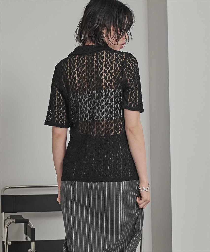 Miette Collared Lace Short Sleeve Top Free Black Women's RFJR2168, Size,