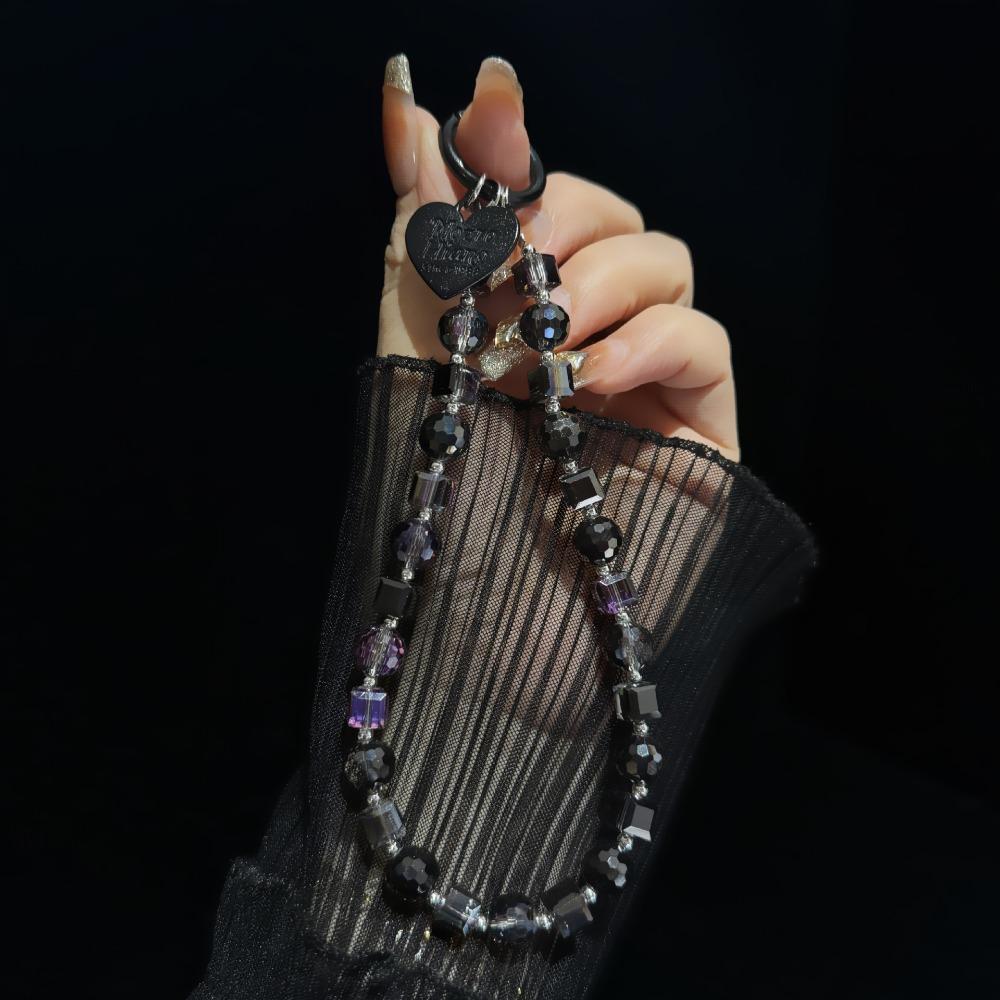 With Clip Crystal Beads Phone Chain Anti-lost Love Phone Pendant  Car Key Accessories