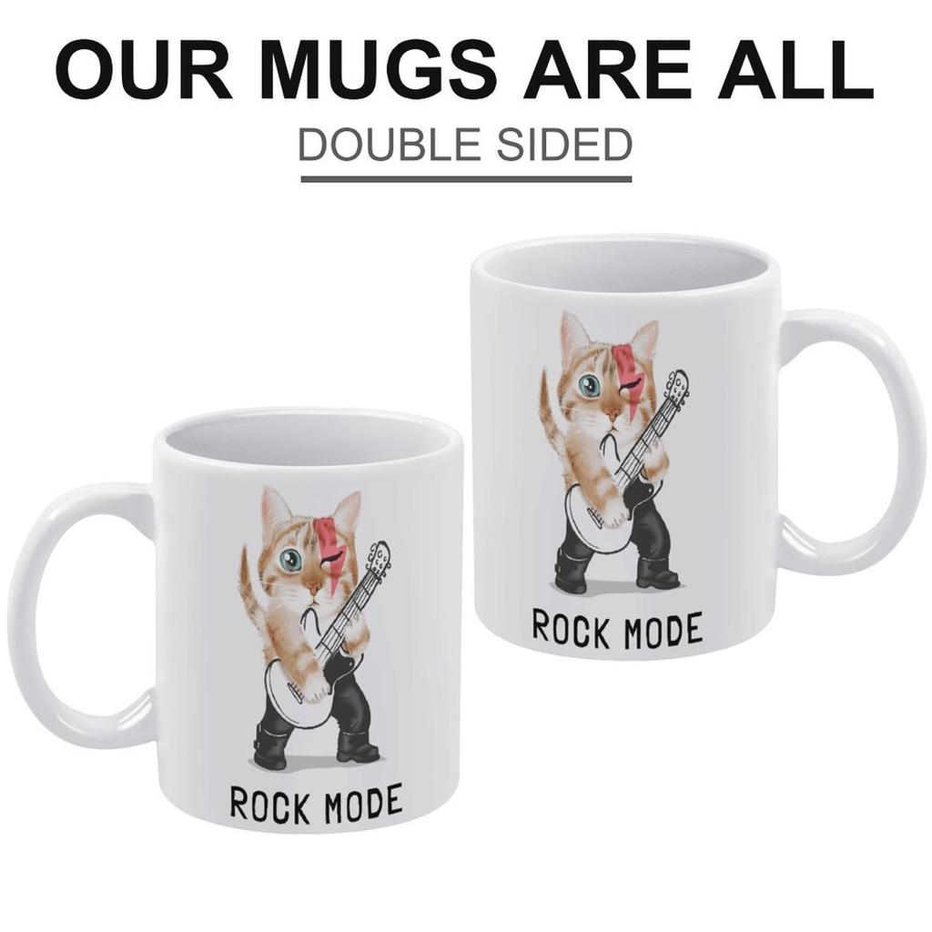 1Pack 11oz White Ceramic Mug Double-Sided Printed Artwork Durable Coffee Cup Suitable For Home Office Daily Tasks