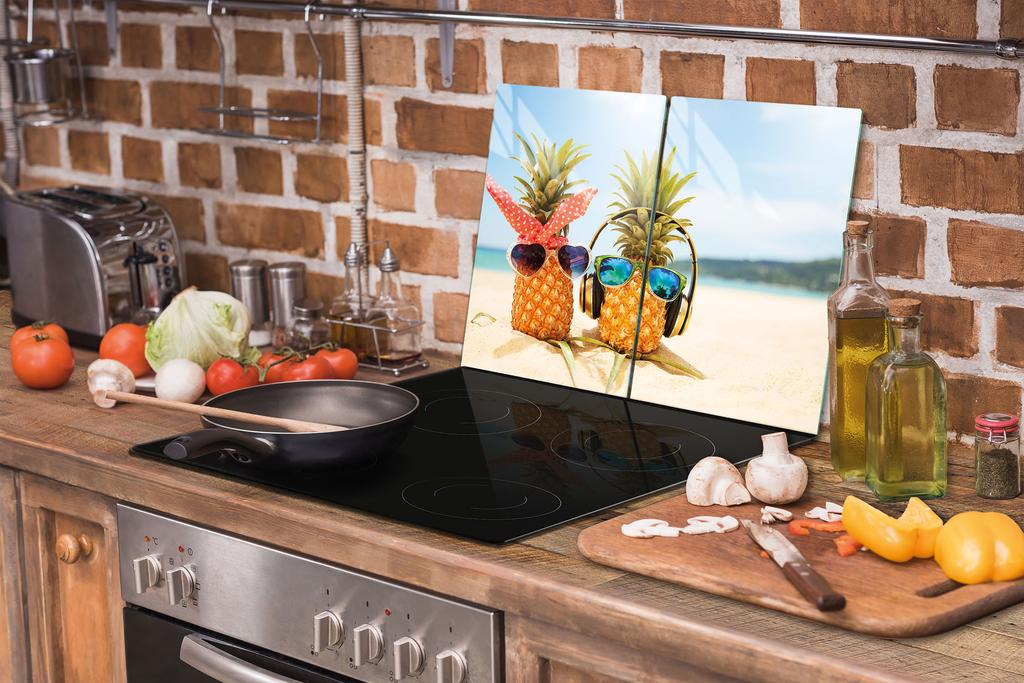 SZKLANA PŁYTA OCHRONNA DO KUCHNI 2x35x52 ANANAS