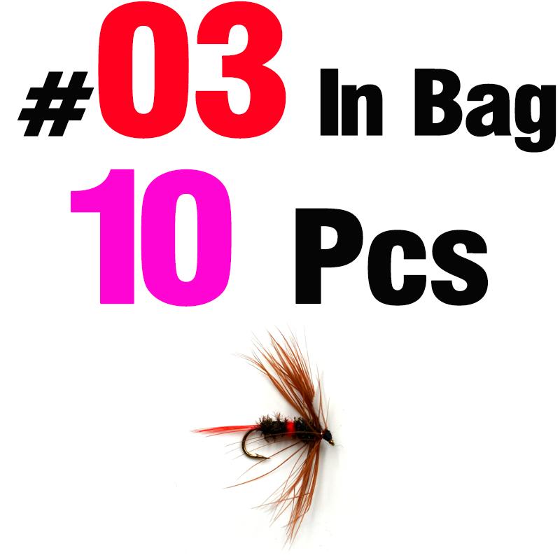 MNFT 10Pcs Various Dry Fly Fishing Lure Trout Salmon Dry Flies Fish Hook Size #6 #10 #12 Nymph Mosquito Lures Fishing Tackle