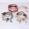 Boho Perlenarmreifen für Damen Herz Kristall Armband Mehrlagiger Quastenanhänger Armband Schmuck