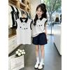 Girls' Cotton Patchwork Polo Vest Set - Summer 2026 Collection for Medium & Large Children, Sleeveless Lapel T-Shirt.