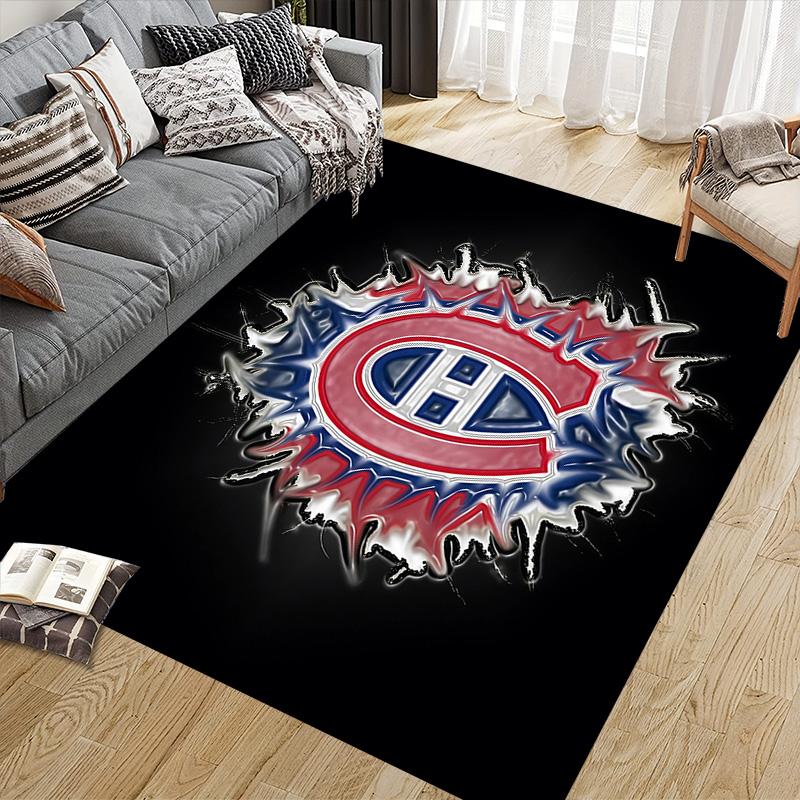 Montreal Canadiens3 Flannel Pattern Square Carpet,Area Rug,Carpet Rug for Living Room Bedroom Sofa Playroom Decor,Non-slip Floor Mat
