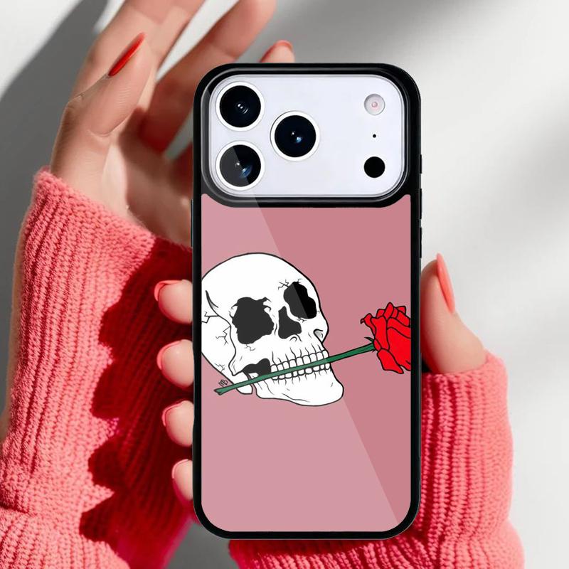 Skull And Rose Art Flower Phone Case for iPhone 17 Air 16e 15 14 13 Pro Max Back Cover for 12 11 Pro Coque