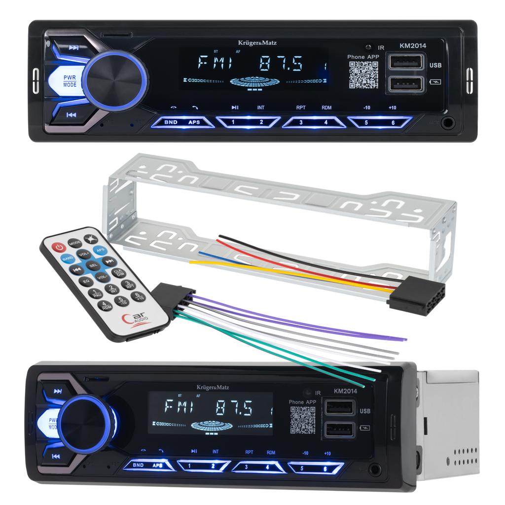 Kruger&Matz 1 DIN Bluetooth Car Radio USB AUX Jack 3.5 mm