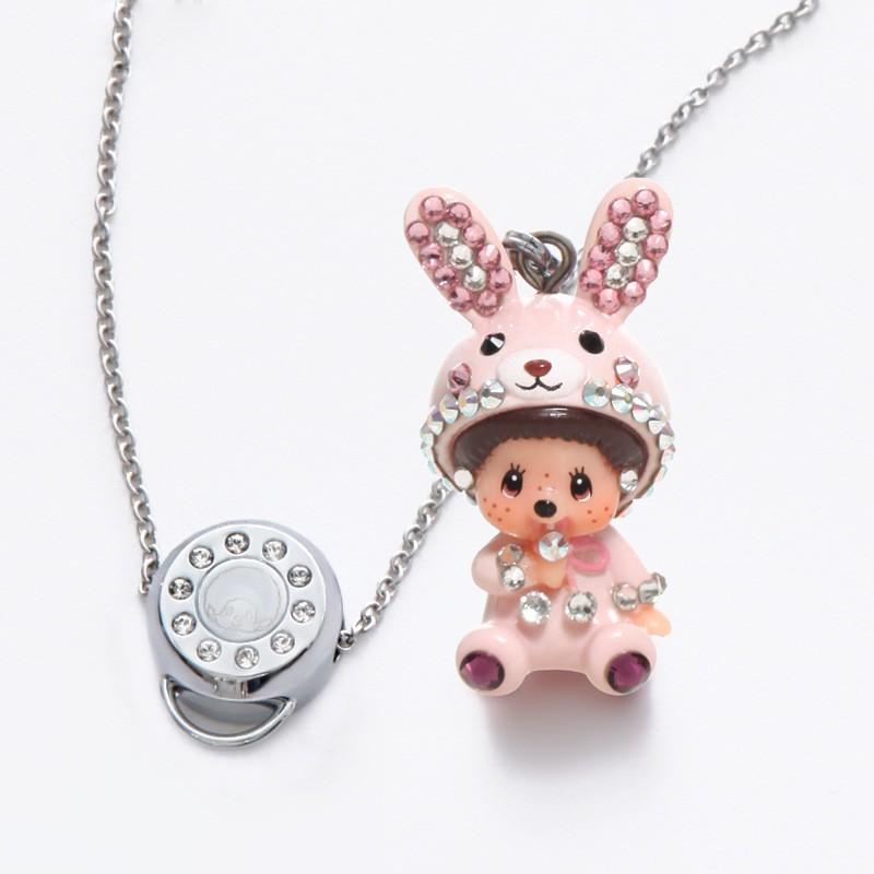 Monchhichi Doll Toys Hanging Pendant Pearl Necklaces Anime Accessiories Cute Necklace Kawaii Collarbone Chain Childrens Day Gift