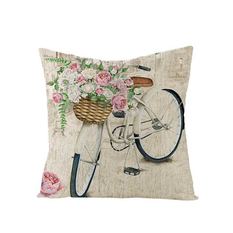 

Flower Bicycle Series Polyester Pillow Cover Home Cushion Cover 45 * 45Cm (excluding pillow core)