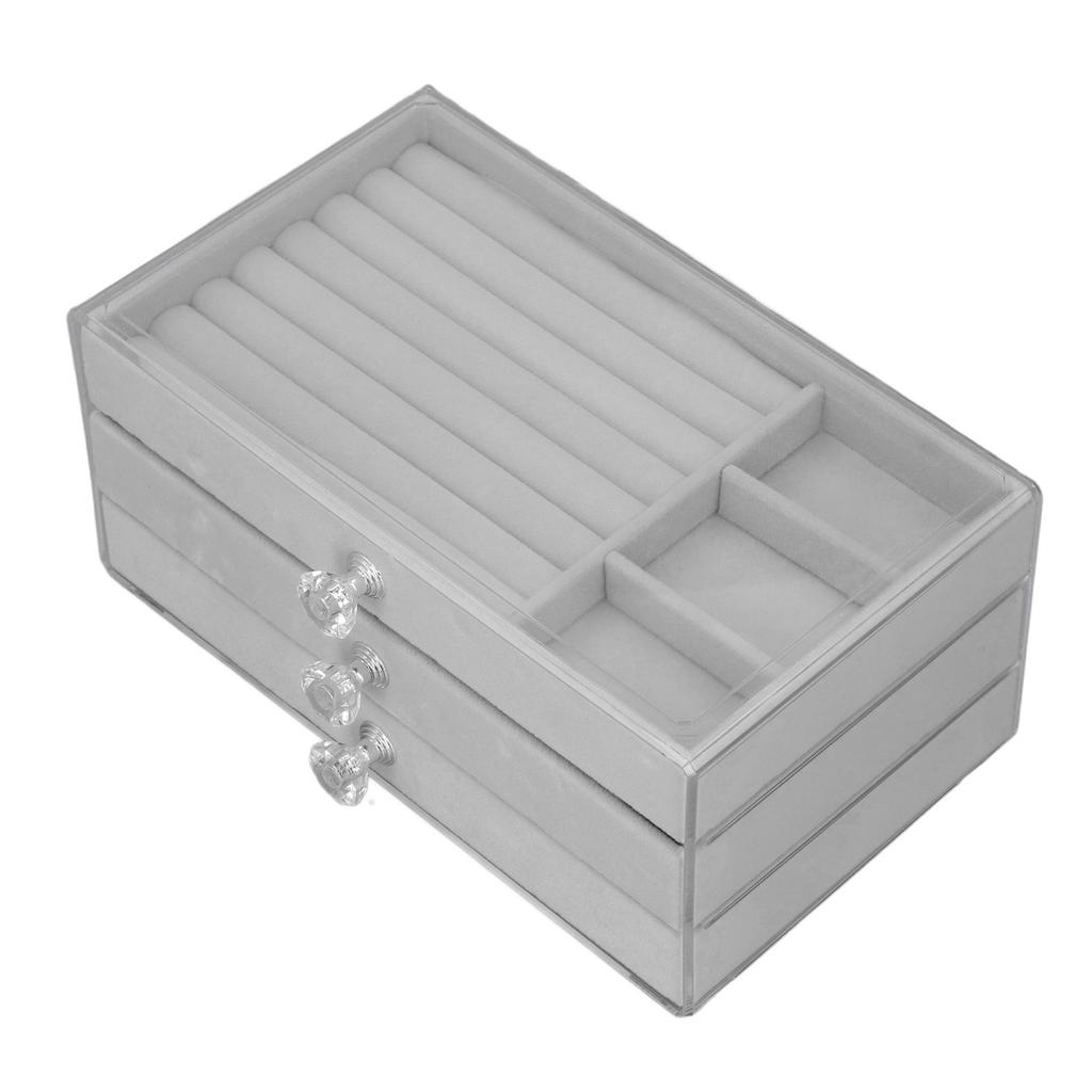 Acrylic Jewelry   3 Drawers Storage Box Transparent Jewelry Display Stand rrings Necklace Holder Case