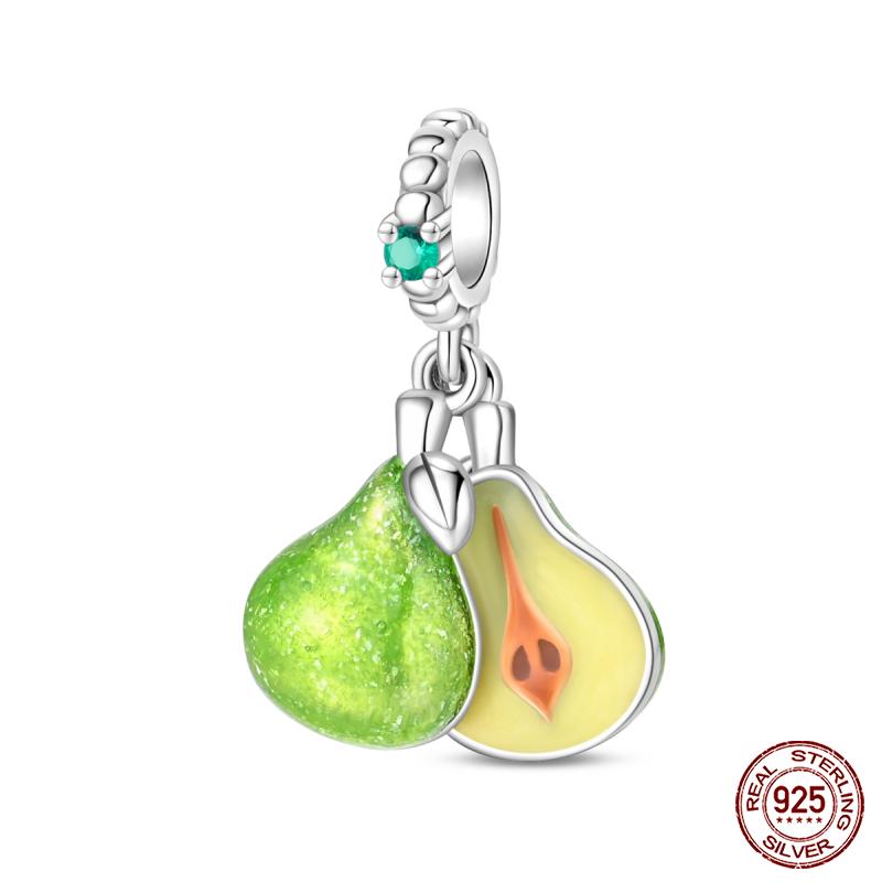 Copper Fashion Holiday Beach Watermelon Green Pear Charms Beads For 3Mm Bracelet Diy Fine Jewelry Gift Making