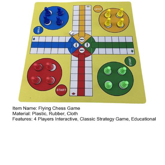 1 Set 4 Players Flying Chess Game with 35CM Rubber Chessboard 16