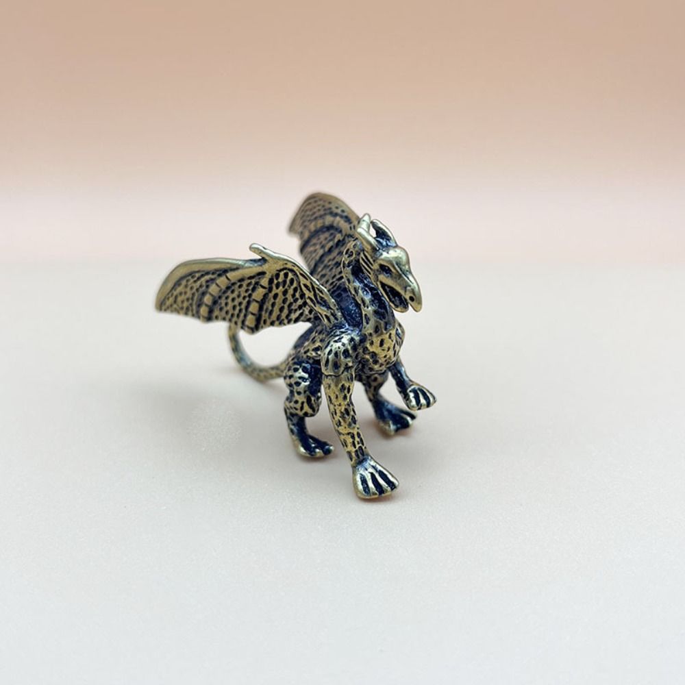 Retro Pterosaur Dragon Small Statue Brass Animal Model Miniature Sculpture  Bedroom