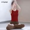 Women's Red Sports Vest & Yoga Suit with Chest Pads - Slimming, Tummy-Concealing, Ideal for Outdoors & Pilates