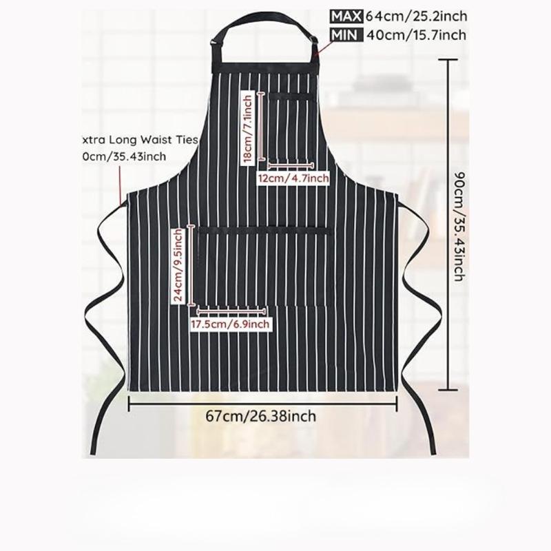 Custom Logo Printed Striped Neck Tie Apron Wide Large Kitchen Baking Restaurant Waist Apron Essential
