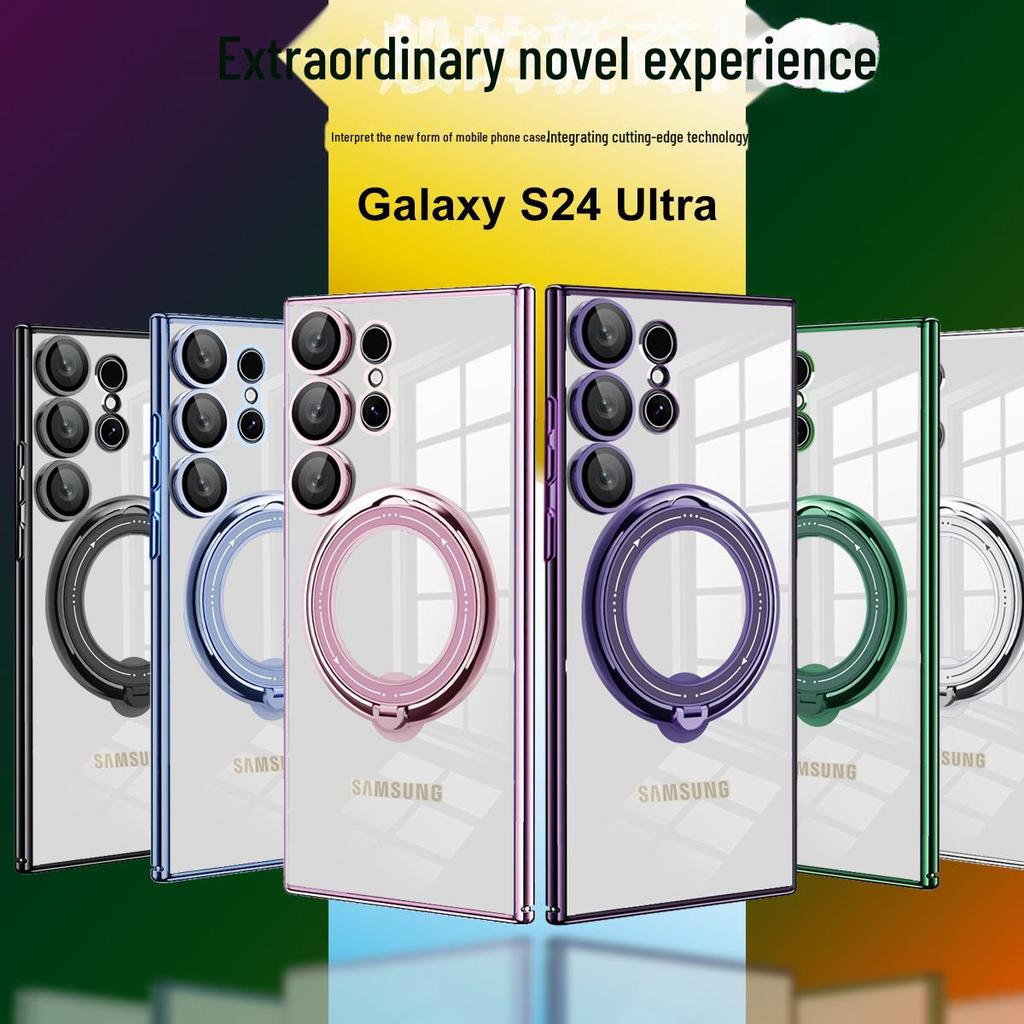 Magnetic bracket for Samsung S23 Ultra, A54, OPPO A17 cases with lens film and transparent design