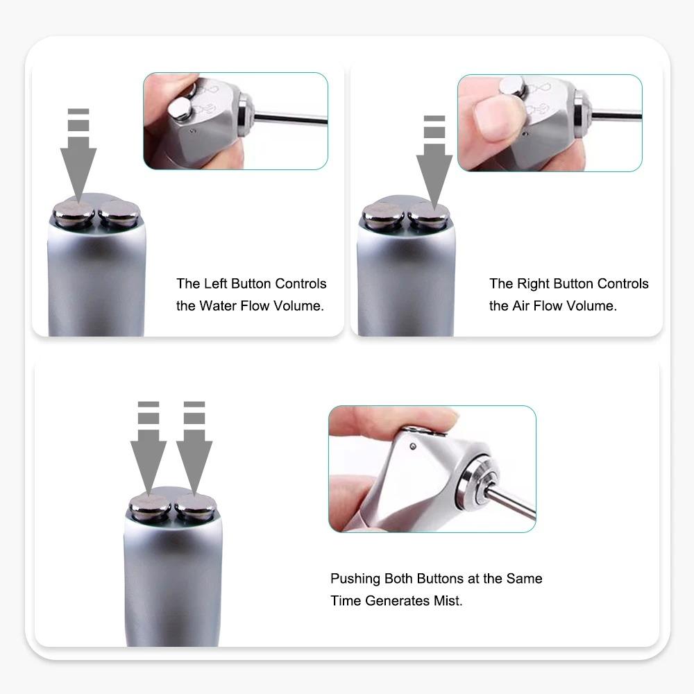 Manual Dental Air Water Spray Triple 3 Way Syringe Handpiece with 2 Nozzles Tips Tubes for Dental Cleaning