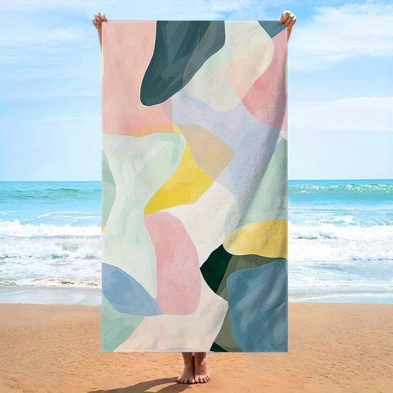 1pc Morandi Abstract Watercolor Print Beach Towel, Suitable for Swimming, Beach Vacation, Camping And Bathing