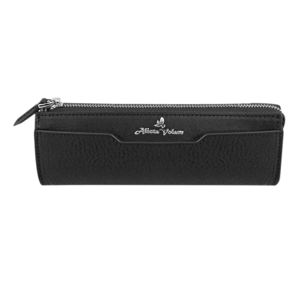 AlistaVolare Minerva Box Pencil Case, Velvet and Genuine Leather, Luxury Avvio Minerva (Nero)