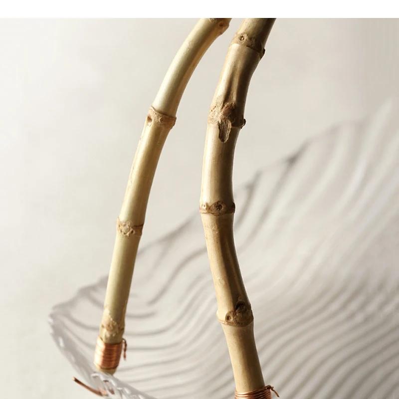 Glass Fruit Tray Household Snack Candy Dessert Plate Afternoon Tea Dim Sum Rattan Woven Portable Trays Housewear