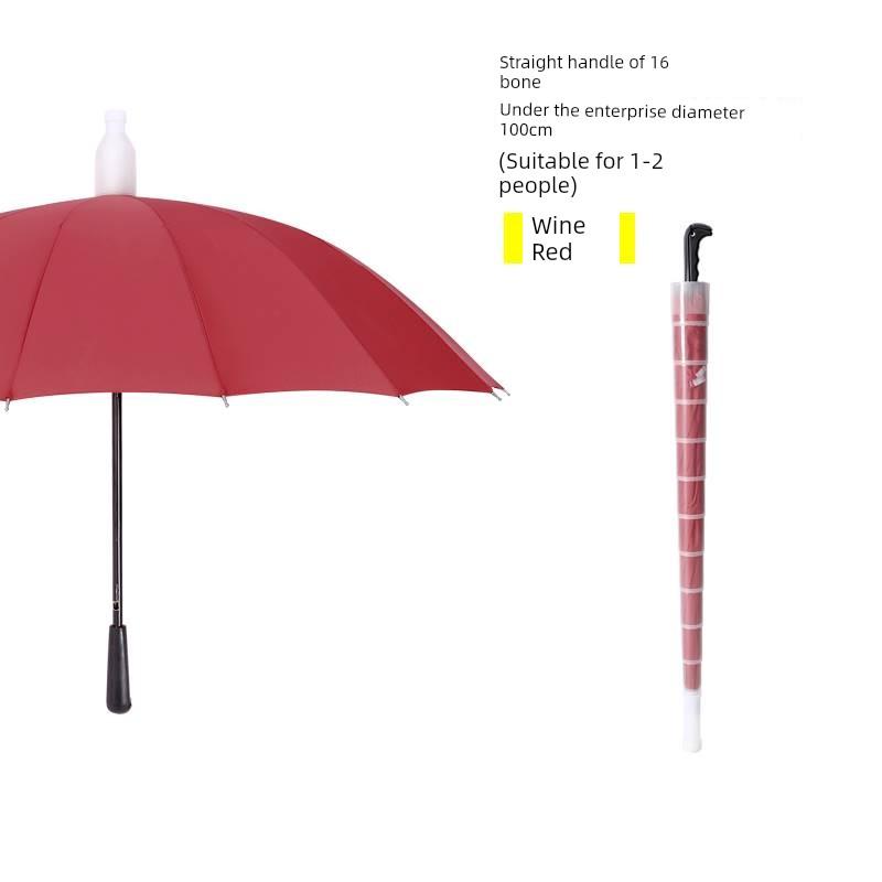 Waterproof Umbrella for Men and Women, Double Automatic Large Car-Mounted 16-Rib Long Handle Umbrella, Oversized Black Umbrella for Men and Women