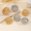 Retro Ring Set Minimalist Geometric Hollow Jewelry, Round Bead Metal Stud Earrings For Women
