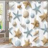 Sea Shell Starfish Style Shower Curtain 3D Printing Fabric Ocean Turtle Bathroom Curtains For Home Decoration Curtain With Hooks