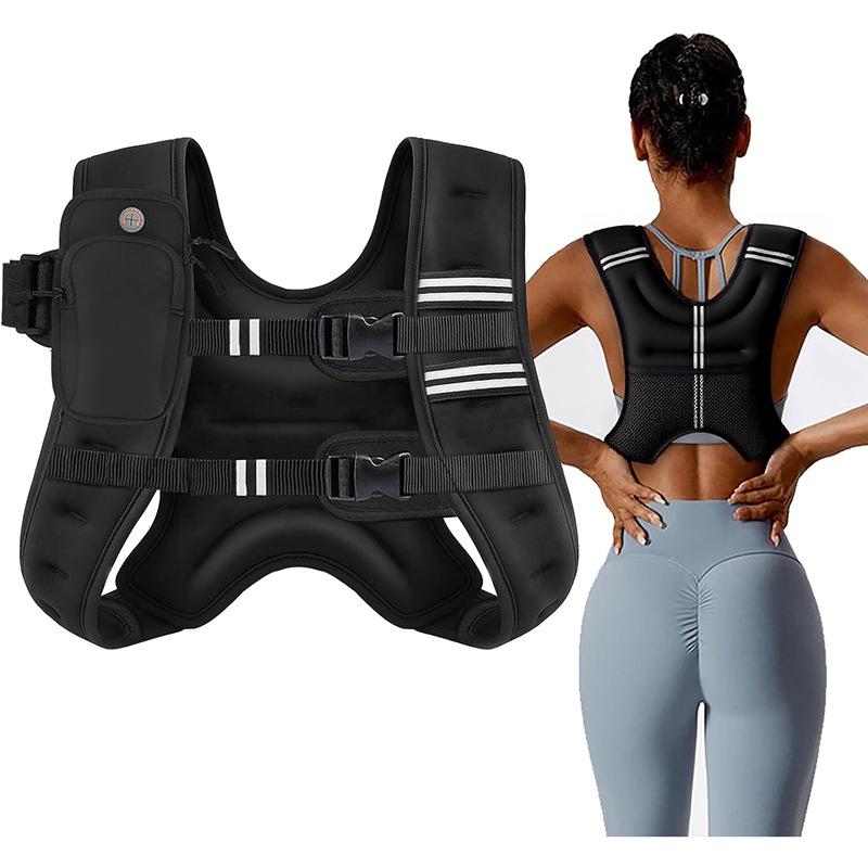 Adjustable Reflective Fitness Weighted Vest with Detachable Weights