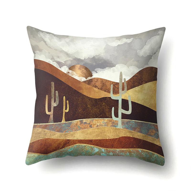 Polyester Pillow Cover Mountain Print Pillow Cover Waist Cushion Cover Car Cushion Head Cushion Cover Premium Durable