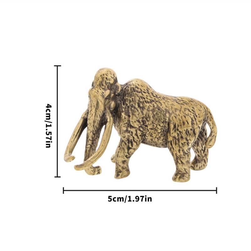 Brasses Tusked Elephant Miniature Figurine with Distressed Finish Antique Sculpture For Living Room Desktop Decors Gift