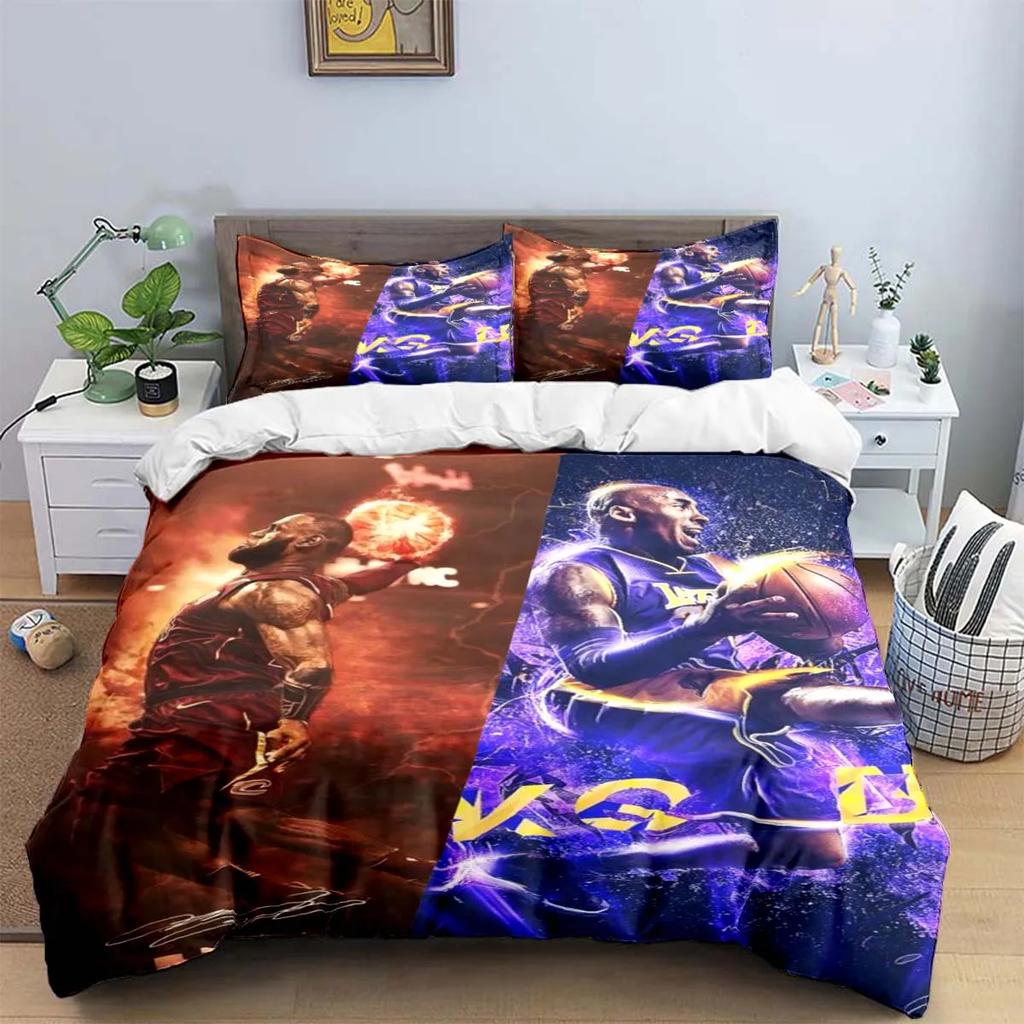 2025 Fashion Basketball Star A-LeBron J-James Printing Bedding Set Duvet Cover Comforter Bed  Youth Kids Girl Boys Birthday Gift