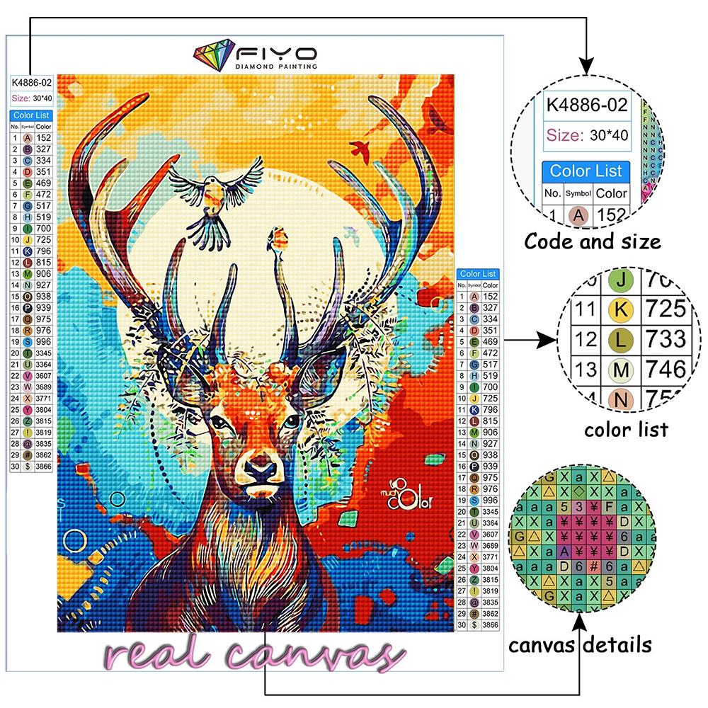 5D DIY Diamond Painting Cross Stitch Colorful Animal Deer Diamond Embroidery Mosaic Wall Art Home Decoration