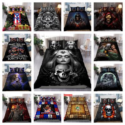 Juego de ropa de cama con funda nórdica estampada de calavera 3D Individual Doble Regalo