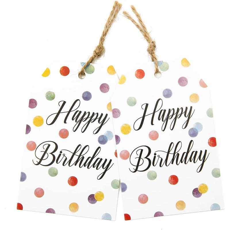 50pcs/100pcs Happy Birthday Gift Tags, Colorful Birthday Tags with String, Birthday Hangtags for Party Favor Gifts Wrapping