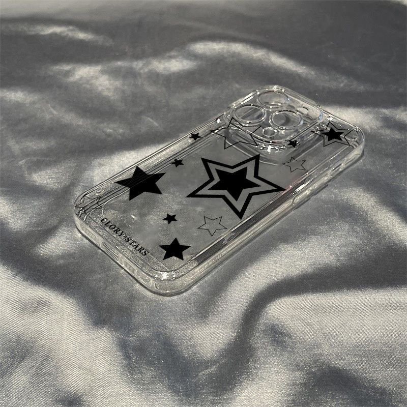 Simple Black Five-pointed Star Phone Case For iPhone 16 e 15 14 13 12 11 Pro Max Plus Mini X XS XR SE 2020 2022