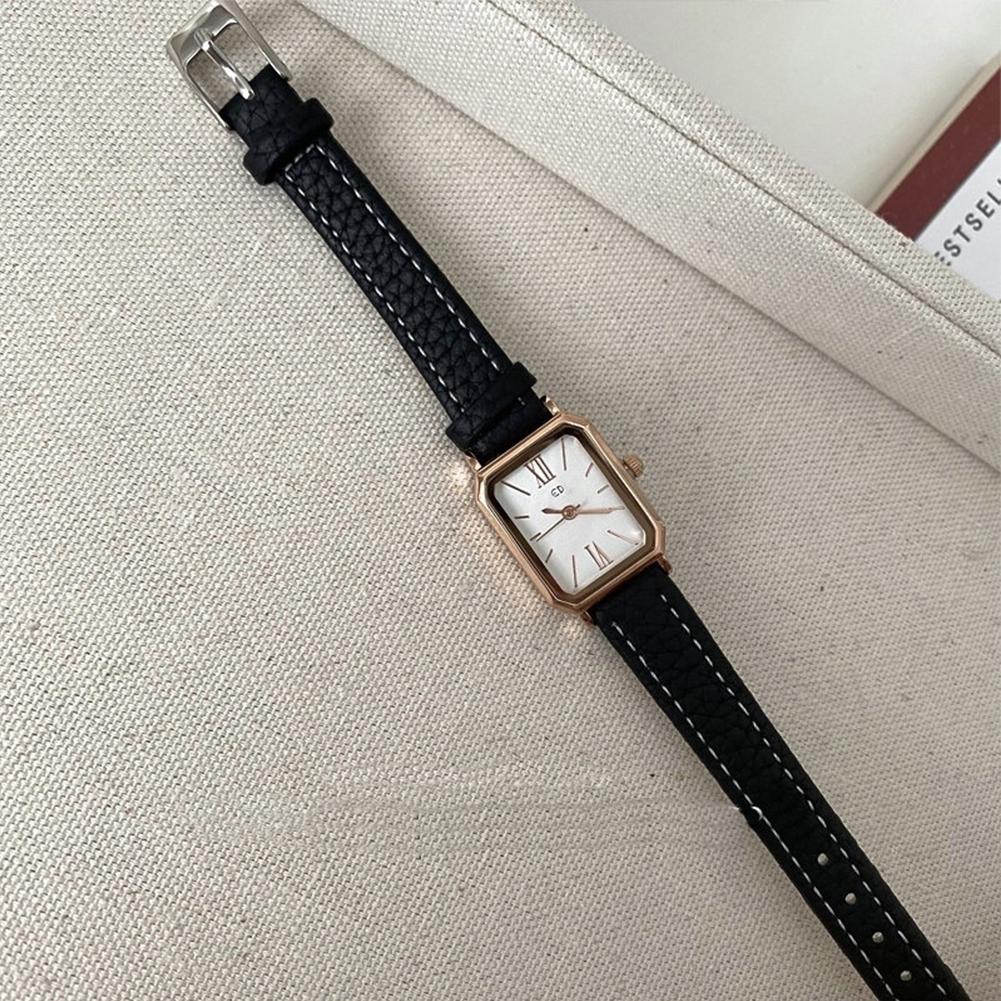 Retro Square Wrist Watch For Women Trendy Luxury Waterproof Watch With Pu Leather Band For Girls Student