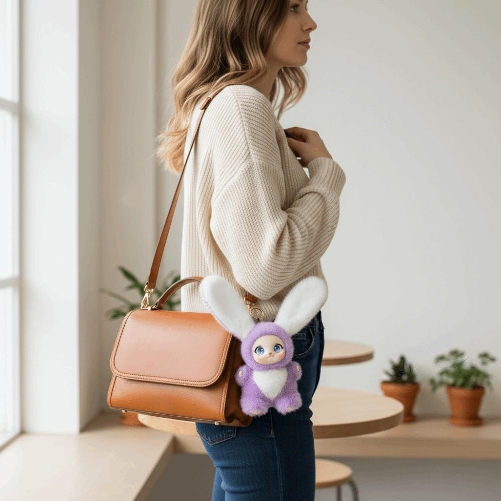 Big Ear Rabbit Plush Keychain Bag Hanging Bunny Plush Doll Pendant Rabbit Doll Figures Car Decor