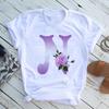 New English Name Rose Monogram Printed Tshirt Flower Short Sleeve Top Tshirt Women Clothing Graphic T Shirts Tops Aesthetic