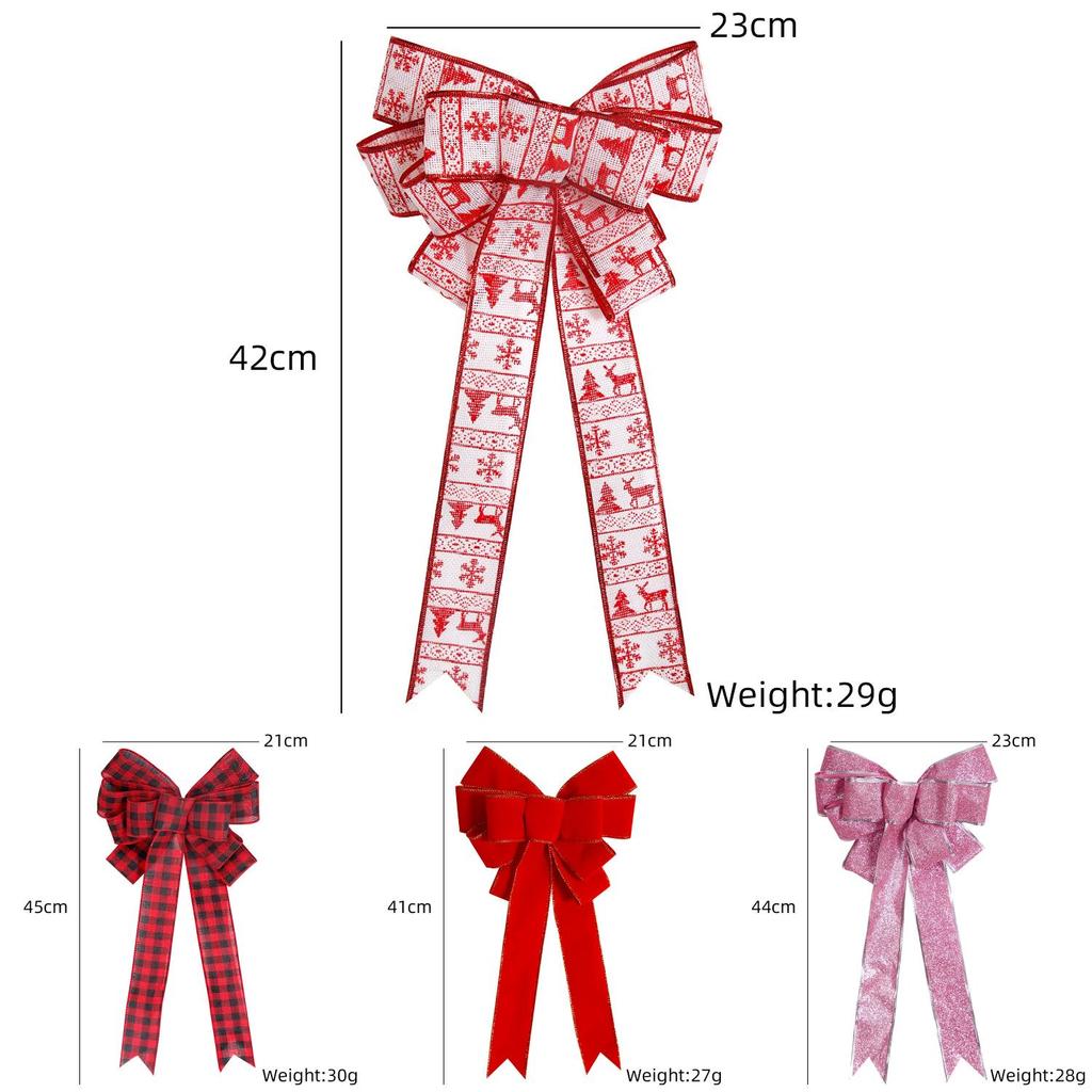 Handcrafted Christmas Decoration Red And Black Plaid Bow For Festive Tree Ornament
