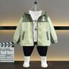 Children's Cartoon Dinosaur Print Hooded Jacket Boys' Zipper Jacket Spring And Autumn Styles