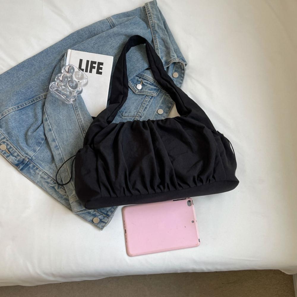 High Quality Large Capacity Nylon Cloth Bag Durable Solid Women Tote Bag One-Shoulder Student Class Bag