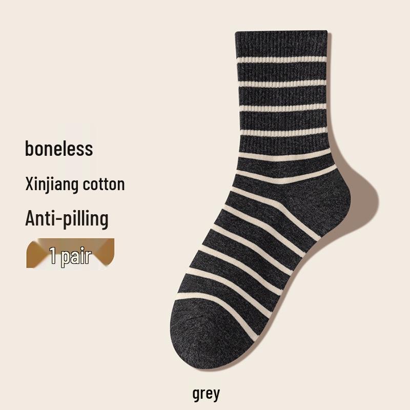 

Women s Pure Cotton Striped Mid-Calf Slouch Socks - Non-Constricting, Spring & Autumn Style. Women s One Size 35-39 сірий колір