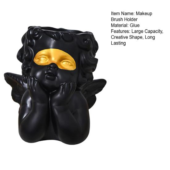Desktop Makeup Brush Holder Pen Organizer Durable Construction Large Capacity Cute Angel Design Makeup Brush Cosmetic Container