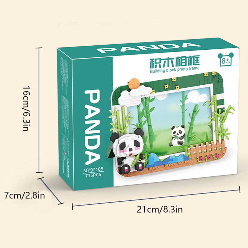 Panda Bamboo Photo Frame Building Blocks Toy Panda Theme Photo Wall Model Bricks Toy Desktop Decoration Children Christmas Gifts