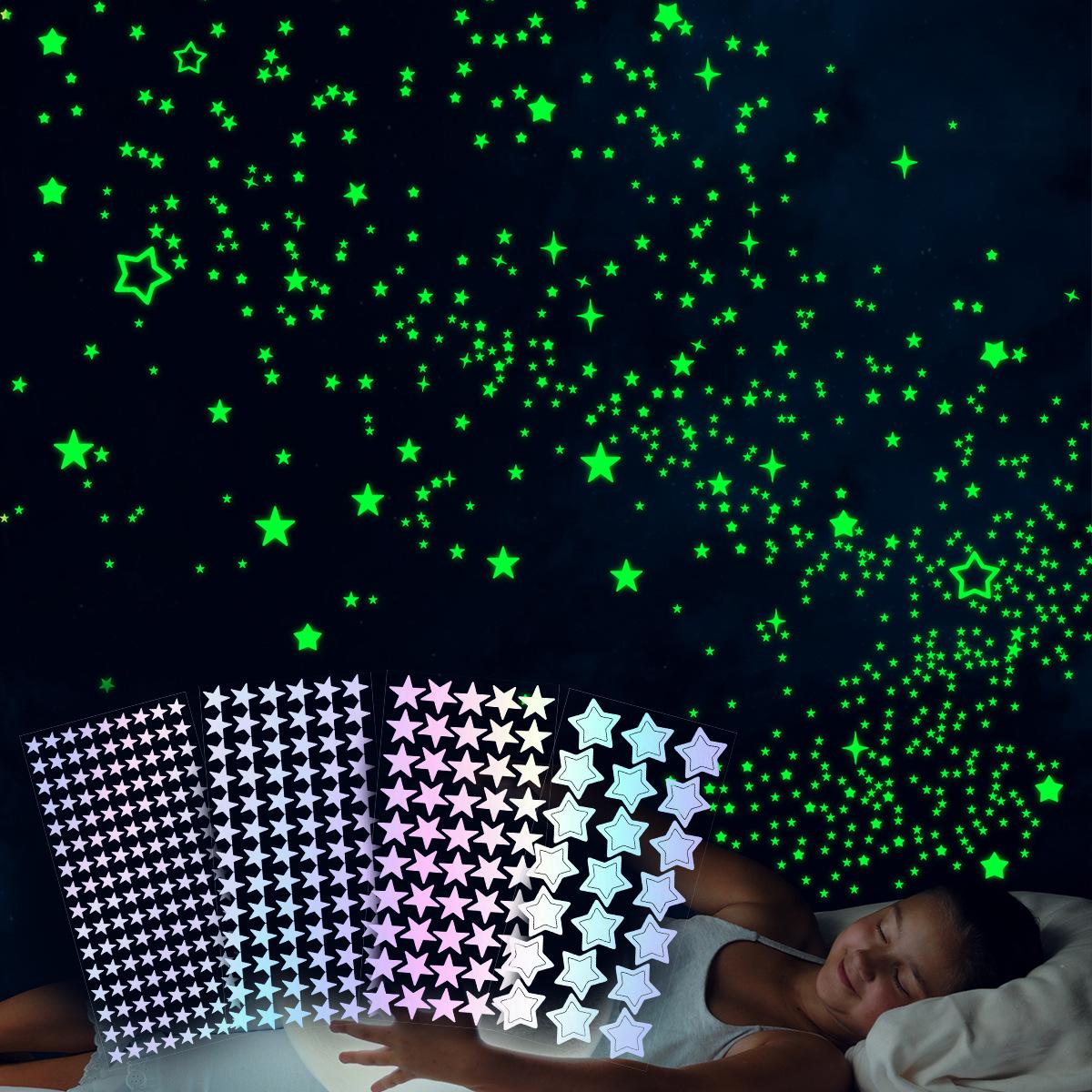 

Райдужні зірки, що світяться в темряві, наклейки для дитячої кімнати, спальні, вечірки або прикраси вікна Green light (light green)