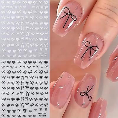 1pcs Black White Pink Mini Bowknot Design Nail Art Sticker Self Adhesive Lace Ribbons Bow Butterfly Decals Nail Art Decoration