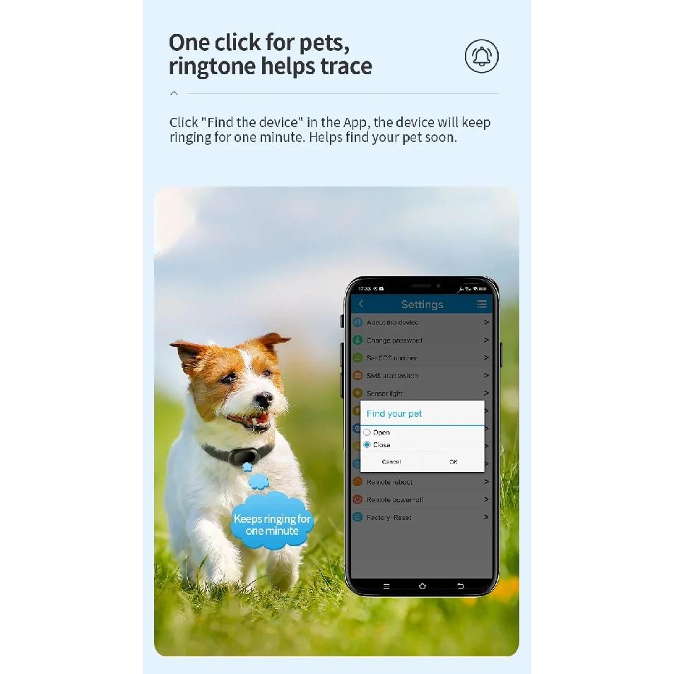 GPS Pet Tracker Pet Locator RF-V41 Pet Dog Gps Mini Tracker IP67 Waterproof Built-in 1300 MAh Battery 2G-GSM/4G