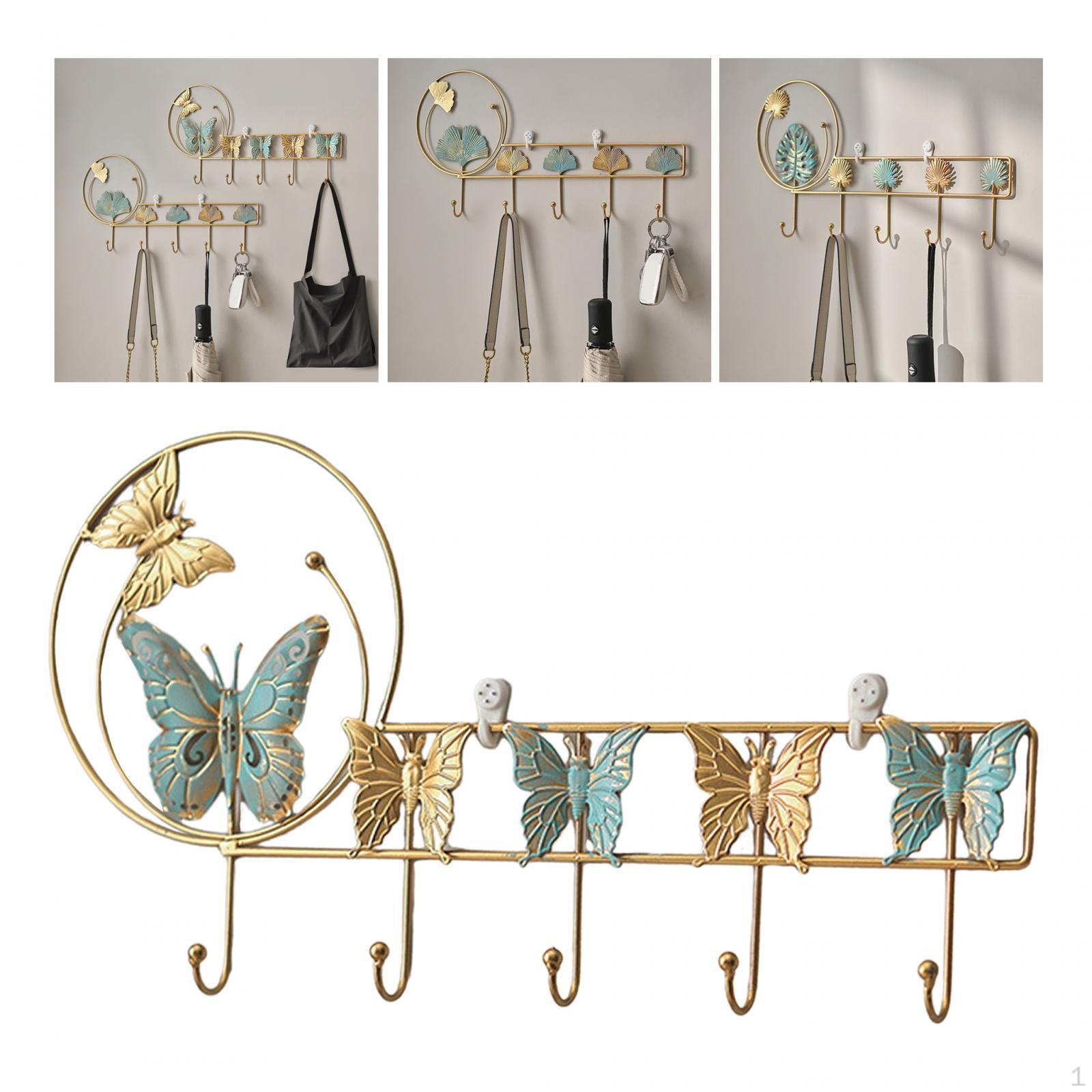 

behind Door Hanger Wall Hook, Iron Nordic Decorative Portable Coat Rack Key for Outdoor butterfly