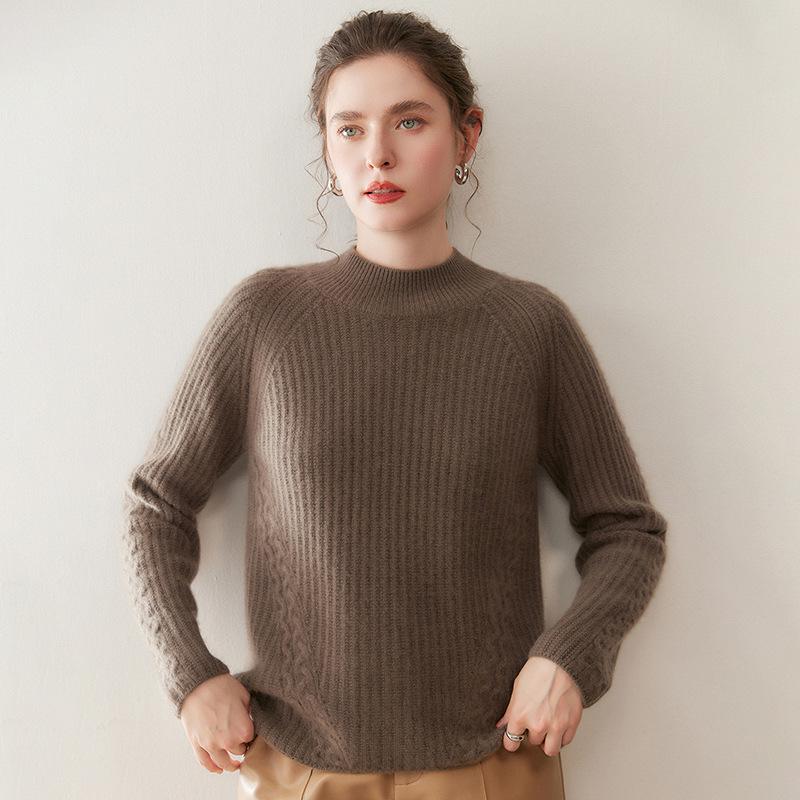 Women's Cashmere Knit Raglan Sleeve Long Sleeve Base Layer Pullover