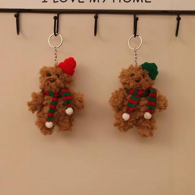 Pingente Urso Fofo Fofo de Barcelona Brinquedo de Pelúcia Boneca Urso de Natal Penduricalho para Bolsa Chaveiro