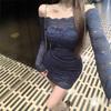 Off-the-Shoulder Chic Temperament Lace Dress – Sexy, Hip-Hugging, Short Slim Skirt for Autumn/Winter Women's Fashion